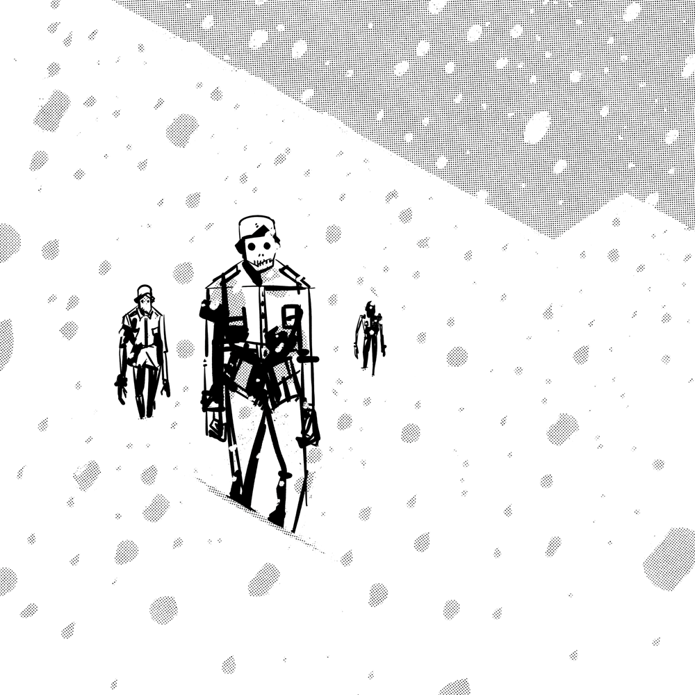 Zombie World War 2 Nazi soliders walking in the snow.