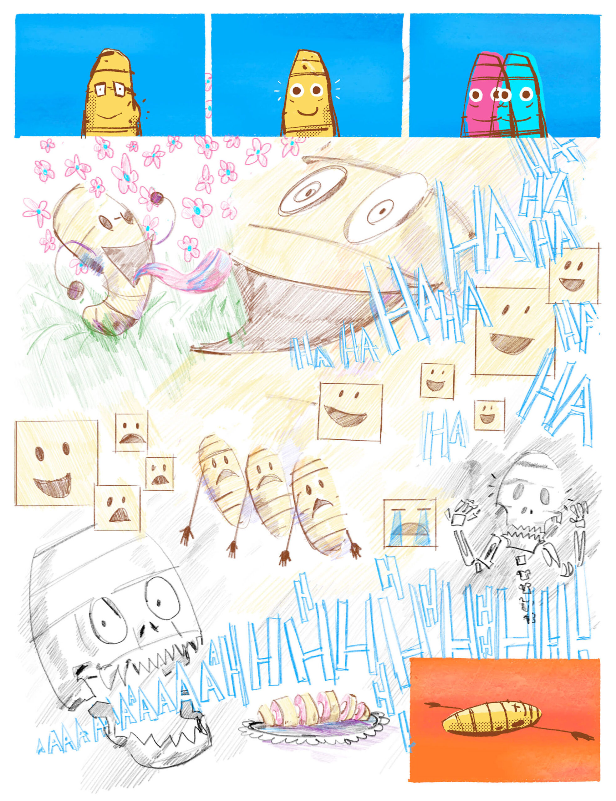 Page 6 of Deef is Peckish. Deef hallucinates a drug-induced scene and passes out.