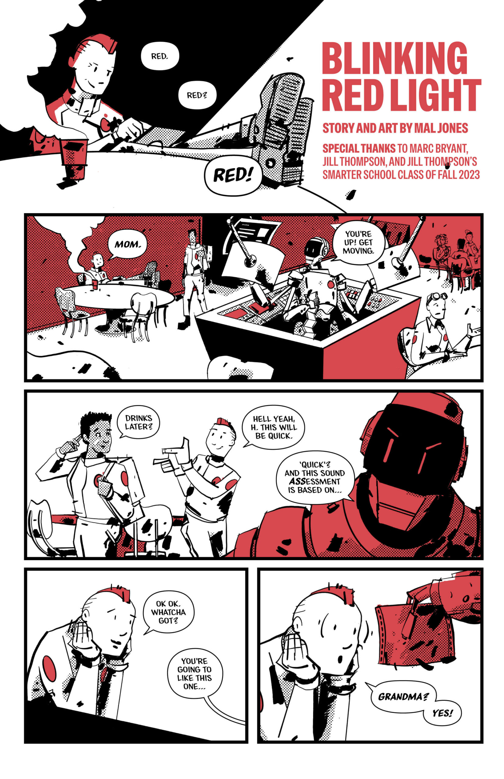 Page 2 of Blinking Red Light. Red is given an assignment to deliver packages to her Grandmother.