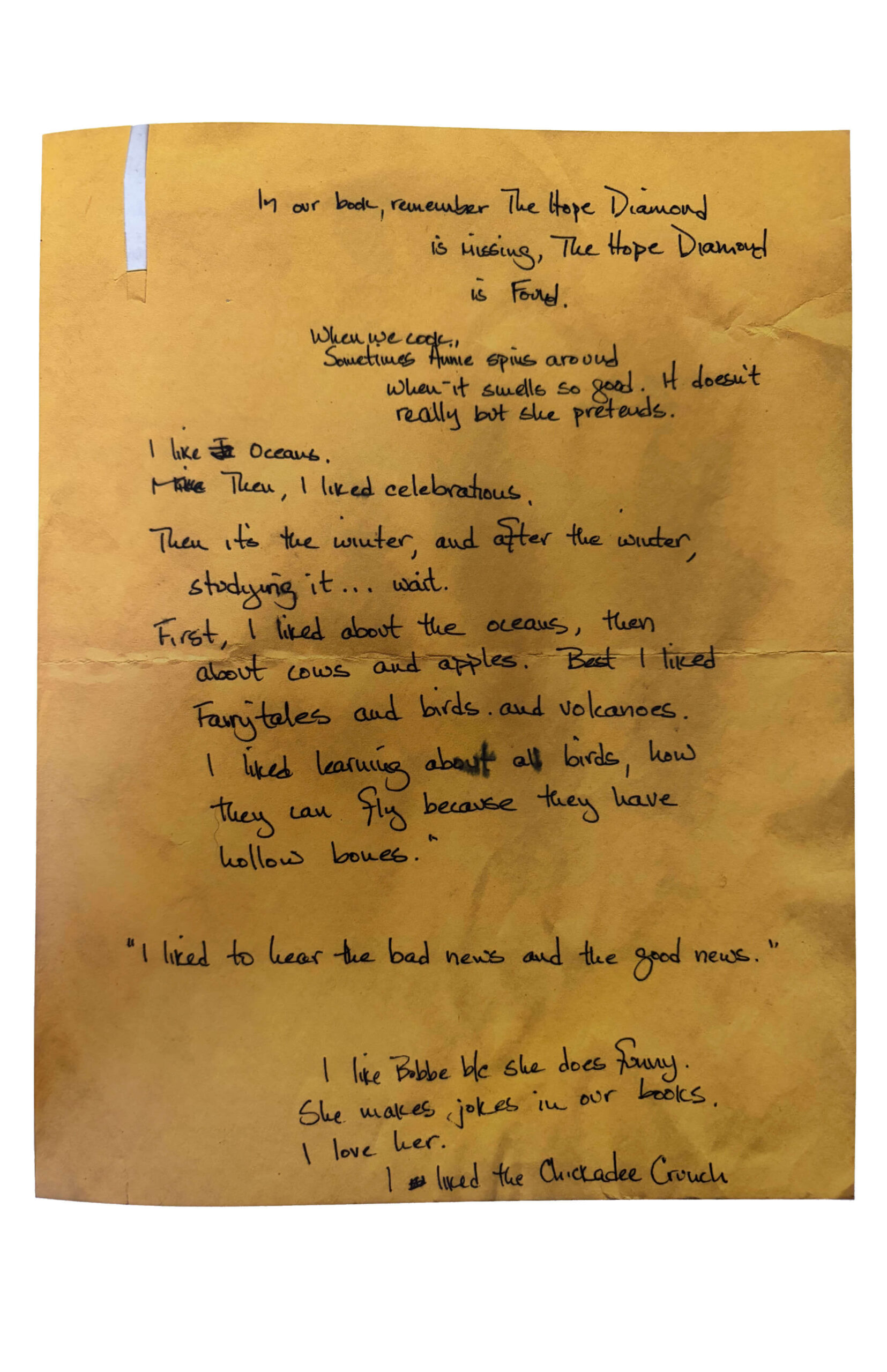 Page 6 of Chickadee Crunch. A picture of the poem that I found on the street.